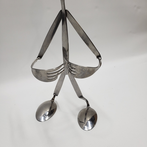Silver Tone Metal  Serving Utensils Holder - Picture 2 of 10